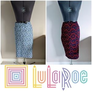 2 Pack LuLaRoe Plus Size Patterned Pencil Skirts